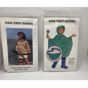 Birch Street Kids Sewing Patterns Lot 2 Jacket Poncho VTG 2-12 NEW